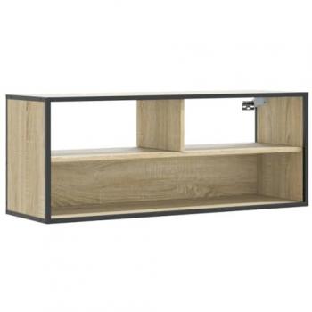 Mueble TV madera ingeniería y metal roble Sonoma 100x31x39,5 cm