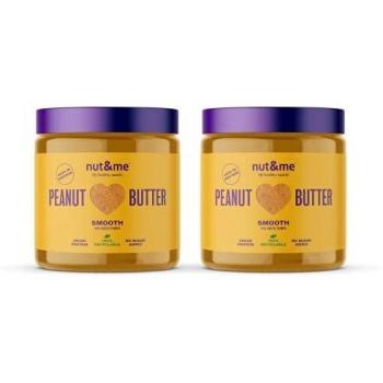 Crema de Cacahuete Smooth nut&me | 1 KG | Sin Azúcar | 100% natural | sin aceite de palma, sin Gluten | Vegano | PACK 2 Botes