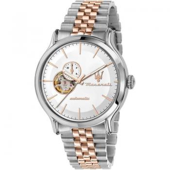 Maserati Epoca Open Heart 42mm Automatic Stainless Steel Watch with Silver Dial and Bracelet