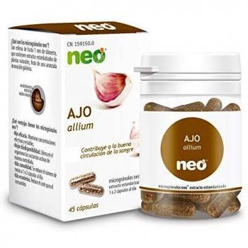 NEO | Fitogranulos de Ajo 45 Cápsulas Naturales | Extracto de Bulbo de Ajo 100 mg | Para Ayudara a Purificar la Sangre | Libre de Alérgenos y GMO | Tomar de 1 a 2 Cápsulas a Día | Liberación Rápida