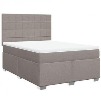 Cama Box Spring con Colchón Tela Gris Taupe 140x200 cm