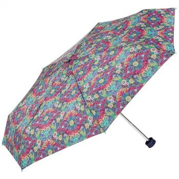 Catalina Estrada for EZPELETA Paraguas Plegable antiviento de Mujer, tamaño pequeño y Apertura Manual. Incluye Estuche rígido. Tejido Estampado Flores - Celeste - Leopardo