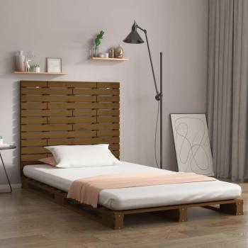 Cabecero de pared madera maciza de pino marrón miel 126x3x91,5 cm
