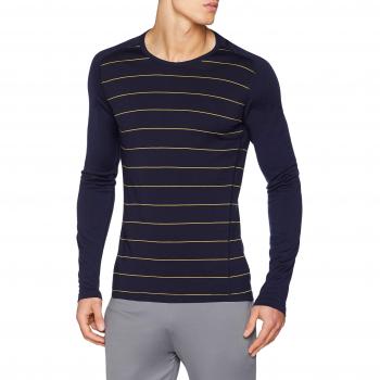 Icebreaker 132 200 Oasis Deluxe Raglan LS Crewe - Capa de Base, Color Midnight Navy/Ginger/Stripe, tamaño Small