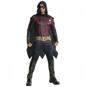 Disfraz de Batman Hombre Robin con capucha Rojo/negro XL