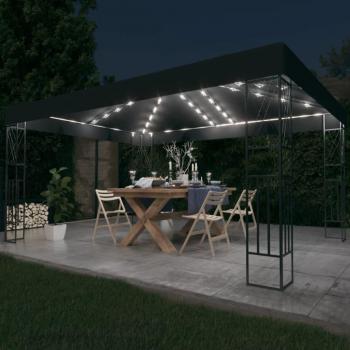 VidaXL Cenador con Luces LED 3x4 m Tela Gris Antracita