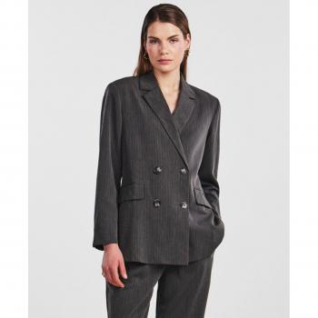 Yas - Blazer de mujer con botones, color negro, tejido suave, corte entallado, cierre frontal con botones, dos bolsillos laterales