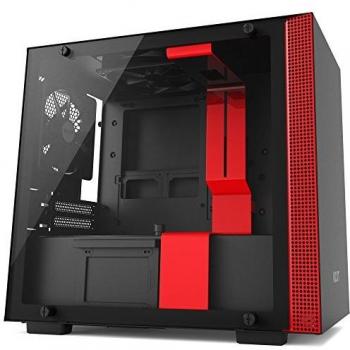 NZXT H200 - Caja de PC Gaming Mini-ITX - Panel de vidrio templado - Preparada para refrigeración líquida - Negro/Rojo - Versión 2018