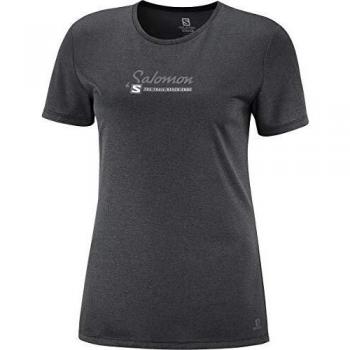 SALOMON Comet Classic tee Camiseta, Mujer, Black/Ebony/Heather, XS