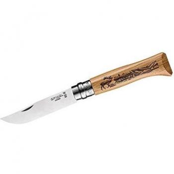 Opinel No. 8 Animalia Deer Folding Knife with Engraved Blade, 8.5 cm