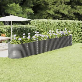 vidaXL Garden Raised Bed Powder-Coated Steel 512x80x68 cm Grey