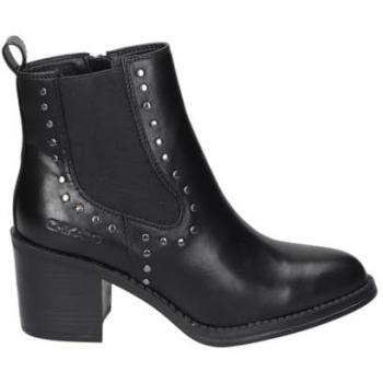 Botines de Tacón Medio para Mujer Chika10 Georgia 01 en Piel Vegana, Color Negro, con Cremallera Lateral y Punta Afilada