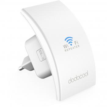 dodocool Extensor de red WIFI Amplificador WIFI Motaje en Pared AP / Repetidor Modos N300 2.4GHz 300Mbps 802.11n/b/g con 2 Antenas Integradas Enchufe EU