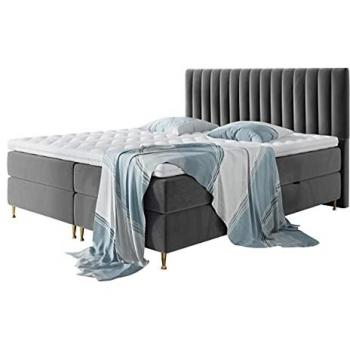 Cama Continental Cleveland Elegance Doble 140x200 con Cabecero, Tapiz y Somieres, 2 Cajones y Muelles de Gas