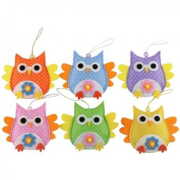 Mopec Colgantes Decorativos buhítos, Pack de 6 Unidades, Tela, Multicolor, 2.00x13.00x11.00 cm