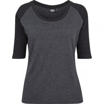 URBAN CLASSICS Camiseta Moderna de Mujer Raglan de Mangas a Tres Cuartos, Algodón, Cuello de Corte Ancho, En Distintos Colores y Tallas XS - 5XL