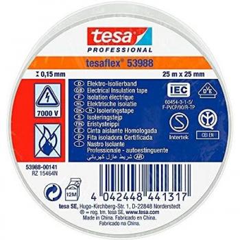 Tesa 53988-00141-00 53988-00141-00-Cinta Aislante Homologada Serie 53988-25m x 25mm Blanco