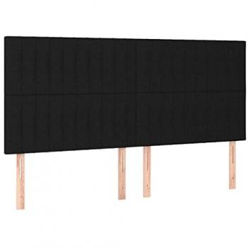 Cabecero con luces LED tela negro 180x5x118/128 cm Vidaxl Negro