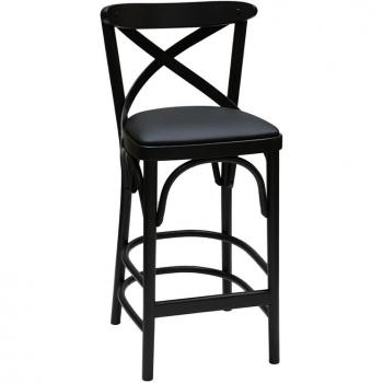 Taburete de cocina estilo bistrot MARCEL de haya maciza negra 65 cm