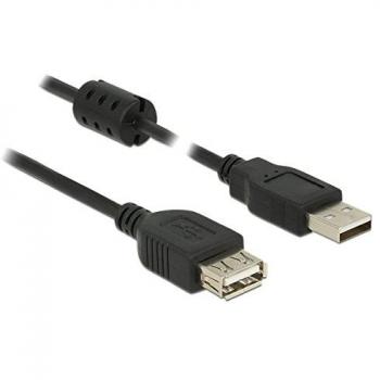Cable USB 2.0 A a USB 2.0 A de 1m con núcleo de ferrita, Negro