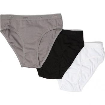 Pack de 3 bragas de niña de algodón con cintura elástica en blanco, gris y negro