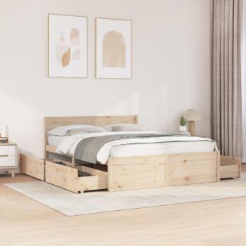 Cama sin colchón 160x200 cm en madera maciza de pino