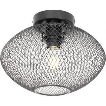 Lámpara de techo industrial negra Molly, acero, diseño redondo, compatible con LED, máx. 1 x 40 W