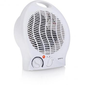 Yoevu Calefactor Eléctrico con Termostato Ajustable, Dos Modos de Calor 1000W/2000W y Función de Ventilación, Blanco