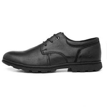 Hush Puppies Trevor Black Leather Memory Foam Lace-Up Moccasin Shoes for Men - Size UK 6