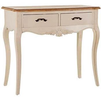 Consola cabriolé Tallada Beige y Natural de Madera de 90x43x79 cm - LOLAhome