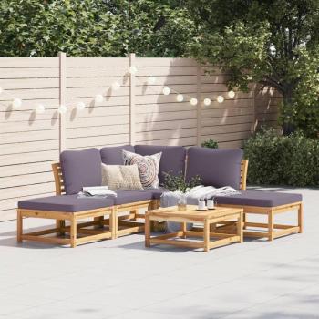 6-Piece Acacia Wood Garden Lounge Set with Cushions