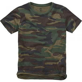 Camiseta Infantil Brandit Camuflaje Woodland 122/128 a 170/176 para Niños y Niñas
