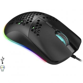 DAM Ratón Gaming C-7, hasta 16.000 DPI, 1000Hz, 7 botones programables, iluminación LED RGB, medidas: 13x6x3 cm
