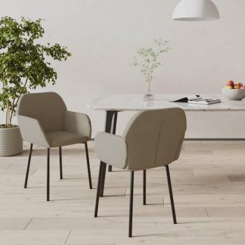 Light Grey Velvet Dining Chairs - Set of 2