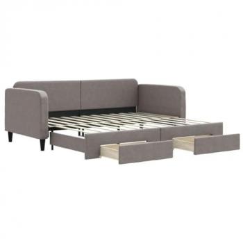 Sofá cama nido extraíble con cajones 90x200 cm Tela Gris Taupe