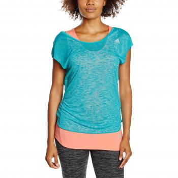 adidas Run SS Layer T - Camiseta para mujer, color marrón / rojo, talla 32