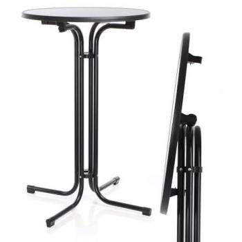 Mesa Bistro Plegable Redonda Negra Ø 80cm, Altura 110cm, Interior/Exterior