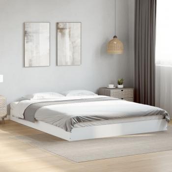 Cama de madera de ingeniería blanca 150x200 cm Croam