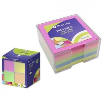 Bloc de Notas Adhesivas Neón 400 Hojas 75x75mm con Tapa PVC Multicolor