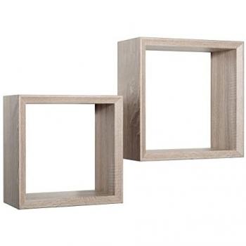 Estantes cúbicos de pared mod. Ginevra en roble Sagerau - Conjunto de 2 piezas