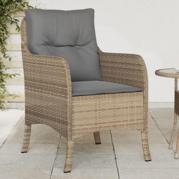 Sillas de jardín con almohadas 2 piezas beige mezclado en polyrattan