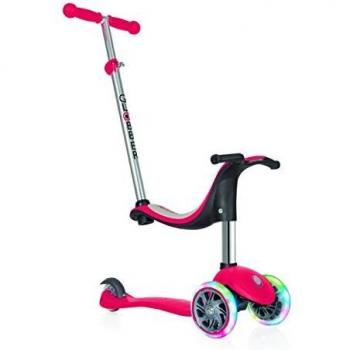 Patinete Go Up 4 en 1 con luces rojo, características: diseño versátil 4 en 1, se puede usar como patinete para niños pequeños, scooter y balance bike, estructura ajustable para diferentes alturas, luces LED integradas