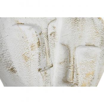 Figura decorativa de aluminio blanco con caras doradas de 23x10x30 cm
