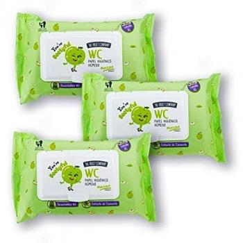 Papel Higiénico Húmedo - Manzana | 3 packs x 60uds (180unidades) Tamaño XL - Desechable Biodegradable