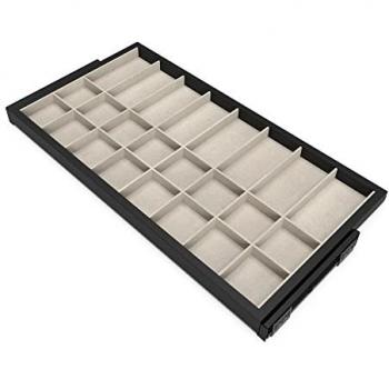 Kit de cajón organizador y bastidor de guías con cierre suave para armarios, regulable, módulo 900mm, negro texturizado y gris piedra