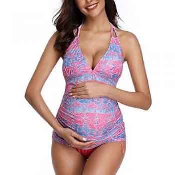 Summer Mae Traje de baño de Maternidad Verano Mae triángulo Halter Bikini Rosa M