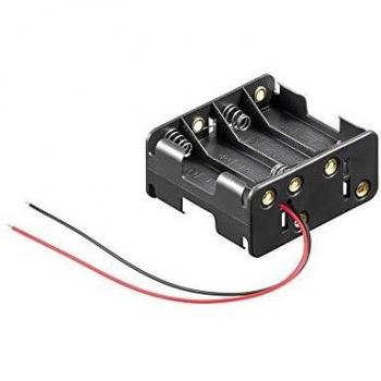 Soporte Portapilas Plano para 8 Pilas LR6 AA con Cable de 200mm