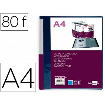 Carpeta Liderpapel 80 Fundas Canguro PP DIN A4 Azul Translúcido