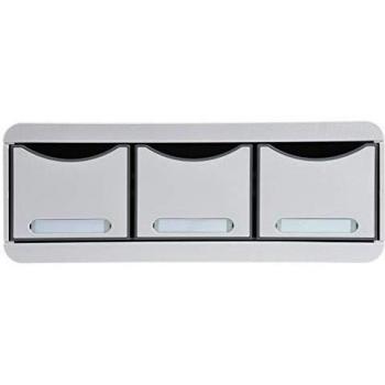 Cajonera Exacompta TOOLBOX MAXI, 3 cajones, plástico, color gris claro, dimensiones (H x B x T) 13.5 x 33.5 x 27 cm
