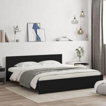 Estructura de cama con cabecero negro 200x200 cm